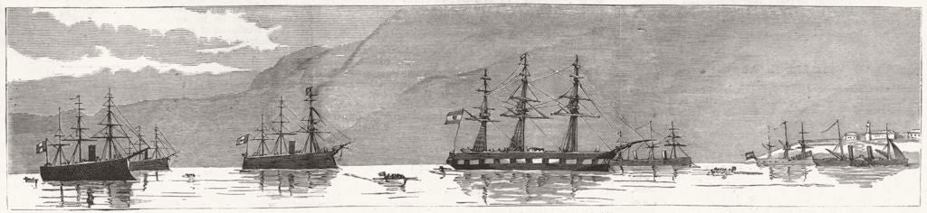 CRETE. Suda Bay. Austrian & Italian ships, anchor 1886 old antique print
